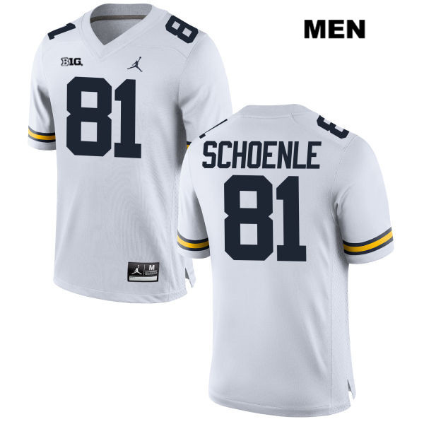 Men's NCAA Michigan Wolverines Nate Schoenle #81 White Jordan Brand Authentic Stitched Football College Jersey HC25R83DF